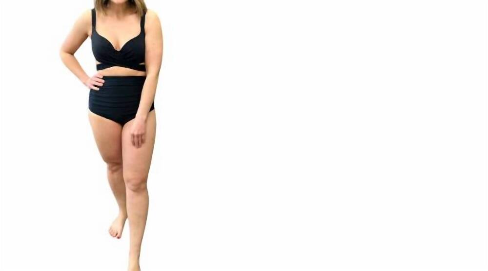 NEW ALLIE ROSE women's lagoon luxe high waist two piece bikini in black